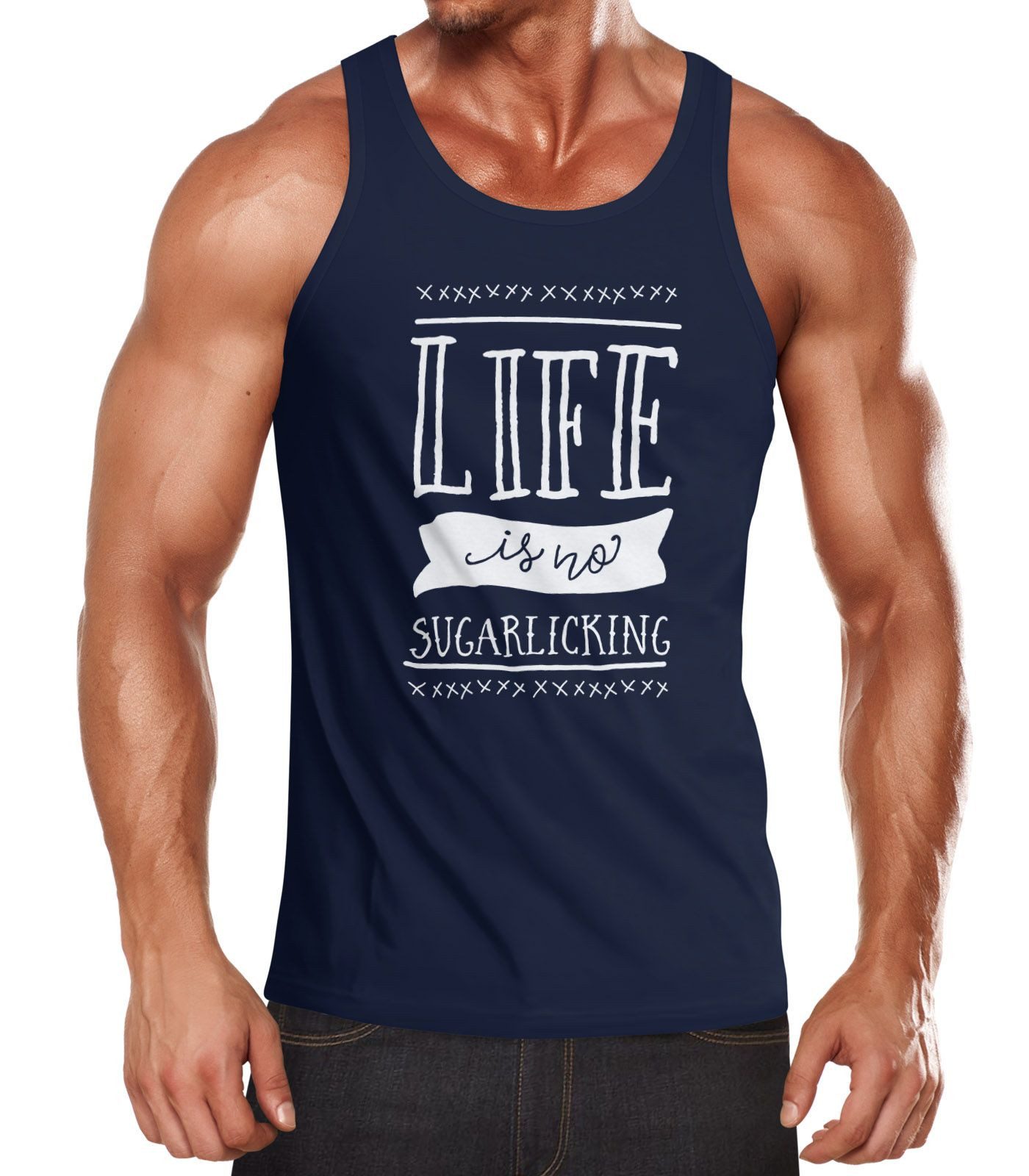 Tanktop Herren Tanktop Life is no sugarlicking Sprüche Spruch Moonworks®