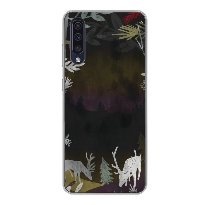 MuchoWow Handyhülle Eine Illustration eines nächtlichen Waldes Handyhülle Samsung Galaxy A50 Smartphone-Bumper Print Handy