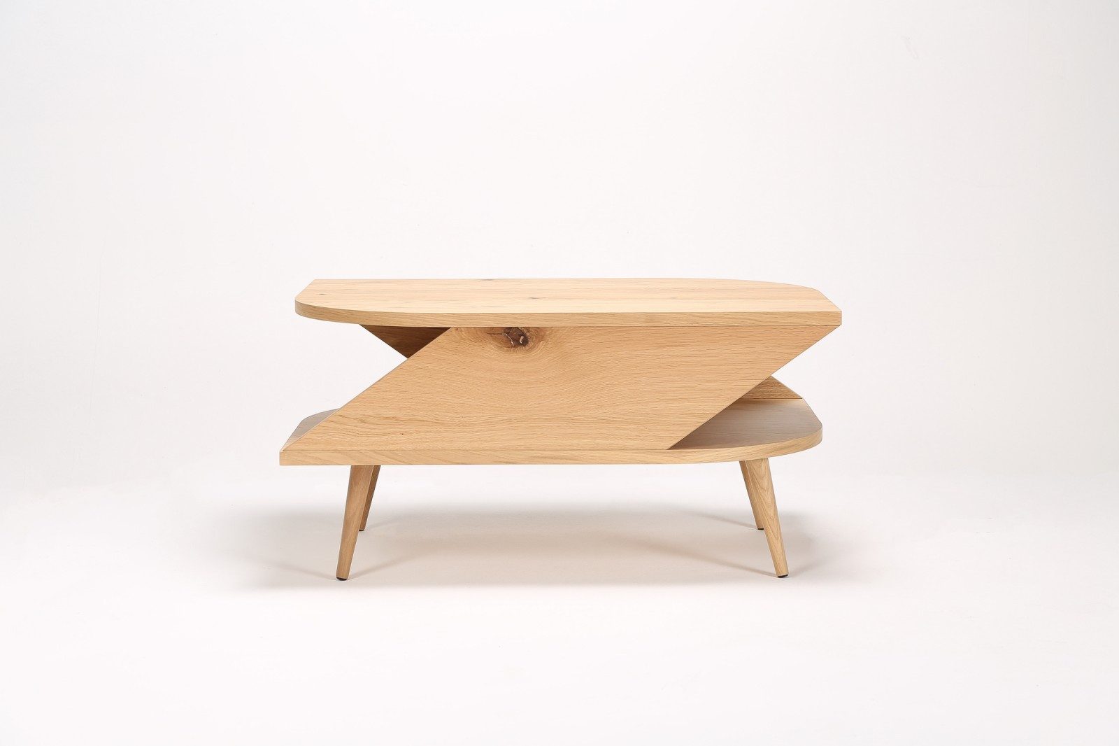Mobello Couchtisch aus Wildeiche, FLY – ELEGANTES DESIGN (Wohnzimmertisch, Beistelltisch), Mit Stauraum aus Eichenfurnier