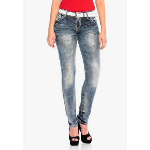 Cipo & Baxx Bequeme Jeans mit bestickten Knopfverschluss-Taschen in Skinny-Fit