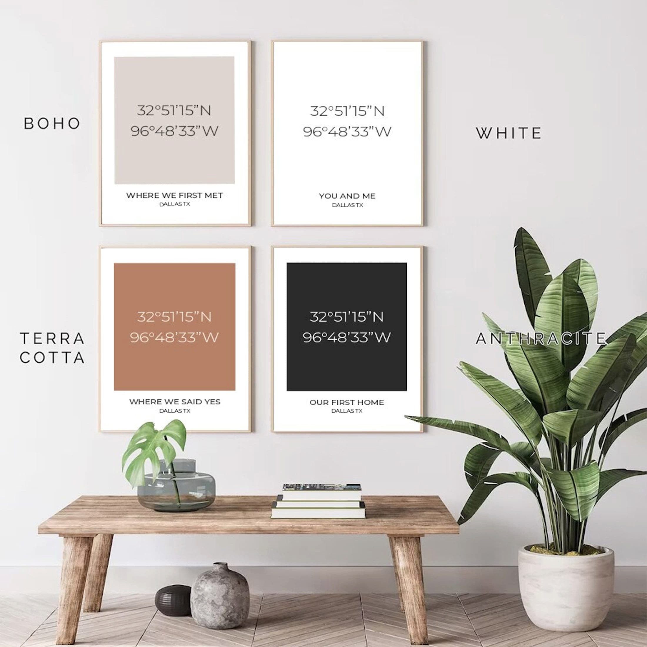 JUSTGOODMOOD Poster Koordinaten Personalisiert mit besonderem Wunschort und Wunschfarbe al, 2 (1 St)