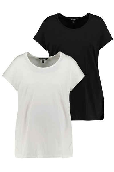 Ulla Popken Rundhalsshirt Bellieva T-Shirt 2er-Pack Umstandsmode Rundhals (2-tlg)