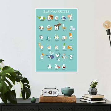 Posterlounge Poster Kidz Collection, Tieralphabet (finnisch), Klassenzimmer Kindermotive