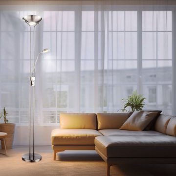Globo LED Stehlampe, LED-Leuchtmittel fest verbaut, Warmweiß, LED Decken Fluter Lese Spot verstellbar Steh Leuchte Stand