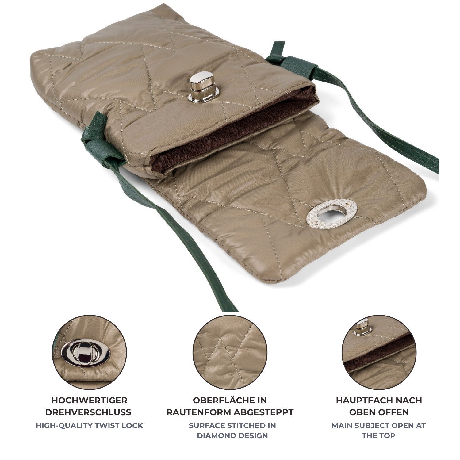 styleBREAKER Mini Bag Stepp Umhängetasche Rauten (1-tlg)