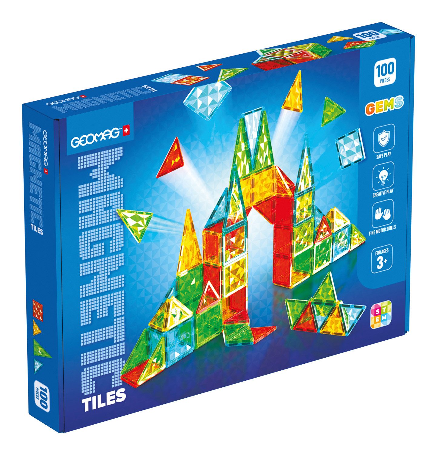 Geomag™ Magnetic Tiles Gems (4104) Magnetspielbausteine, (100 St)