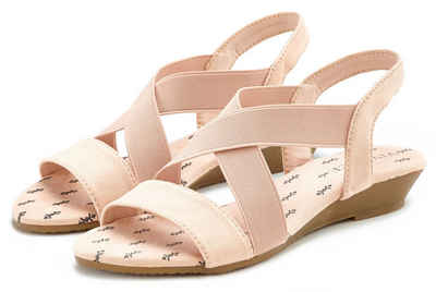 Vivance Sommerschuh, Sandale, Sandalette Sandale, Sommerschuh mit elastischen Riemchen und Keilabsatz VEGAN