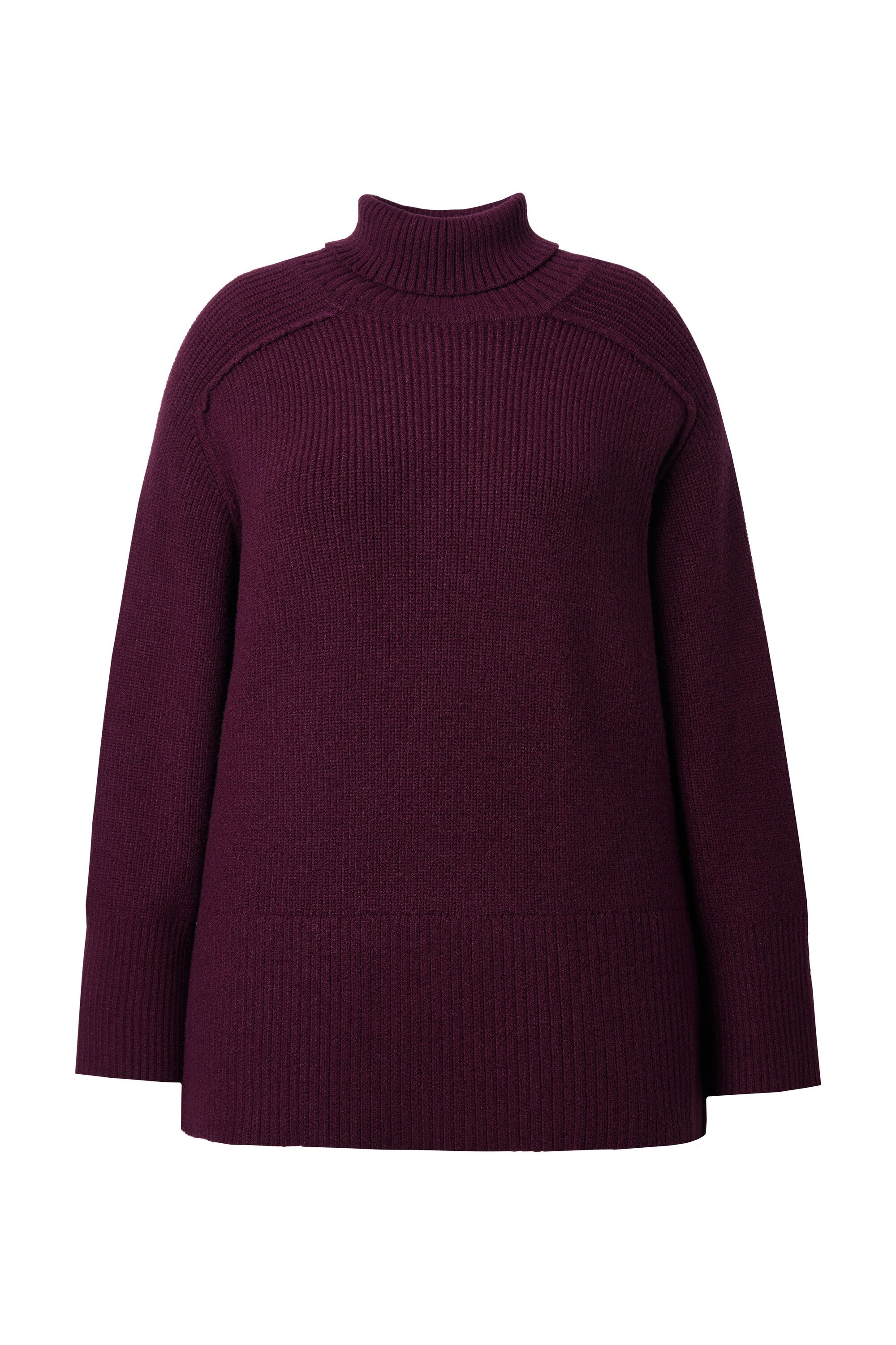 Ulla Popken Rollkragenpullover Pullover Rippstrick Rollkragen Raglan-Langarm