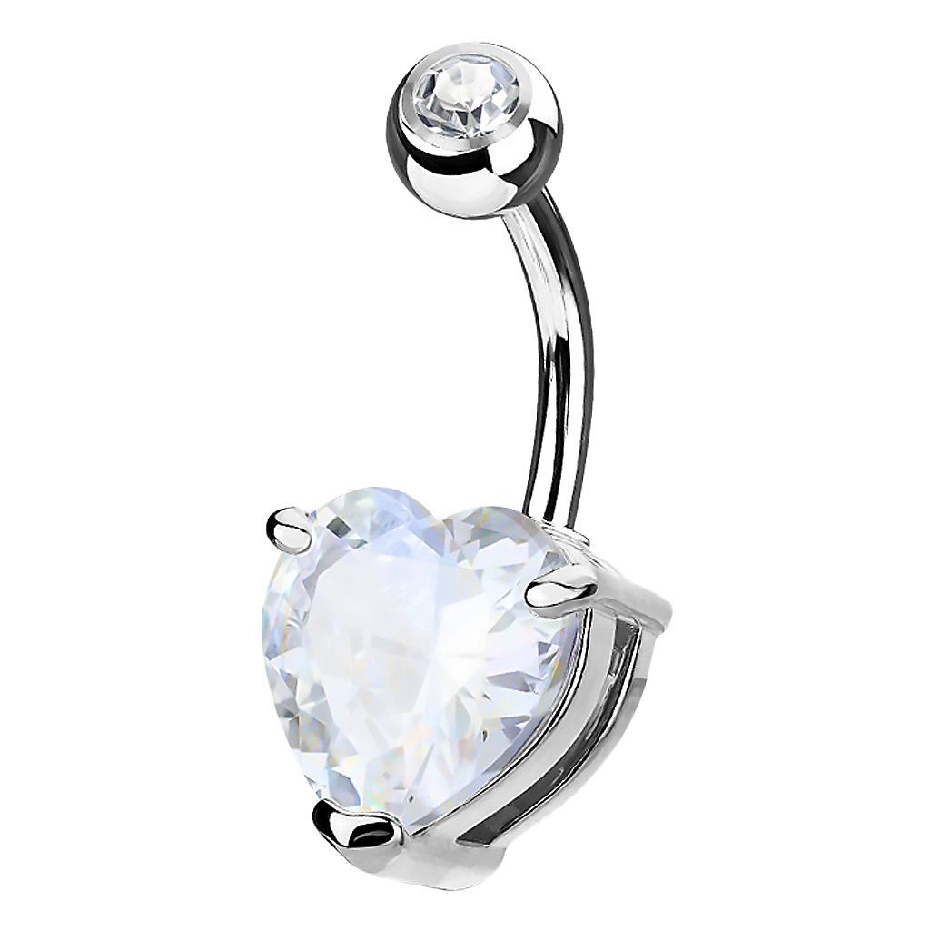 Taffstyle Bauchnabelpiercing Piercing Schmuck Banane Stecker Herz Strass Kristall (Herzförmiger Kristall hautfreundlich und elegant), Bauchpiercing Banane Bauch Gebogen Herz Strass Kristall Steinen