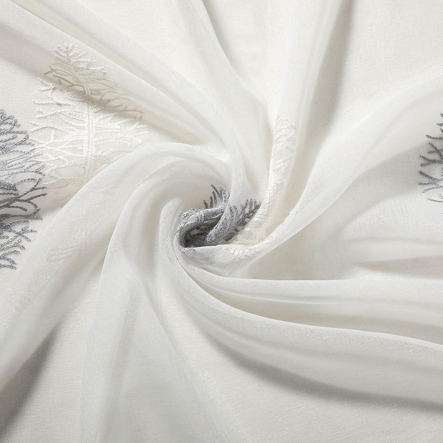 Gerster Vorhang Egil (1 St), Schlaufen, transparent, Sablé, HxB: 235x140, Schlaufenschal mit Kräuselband bestickt