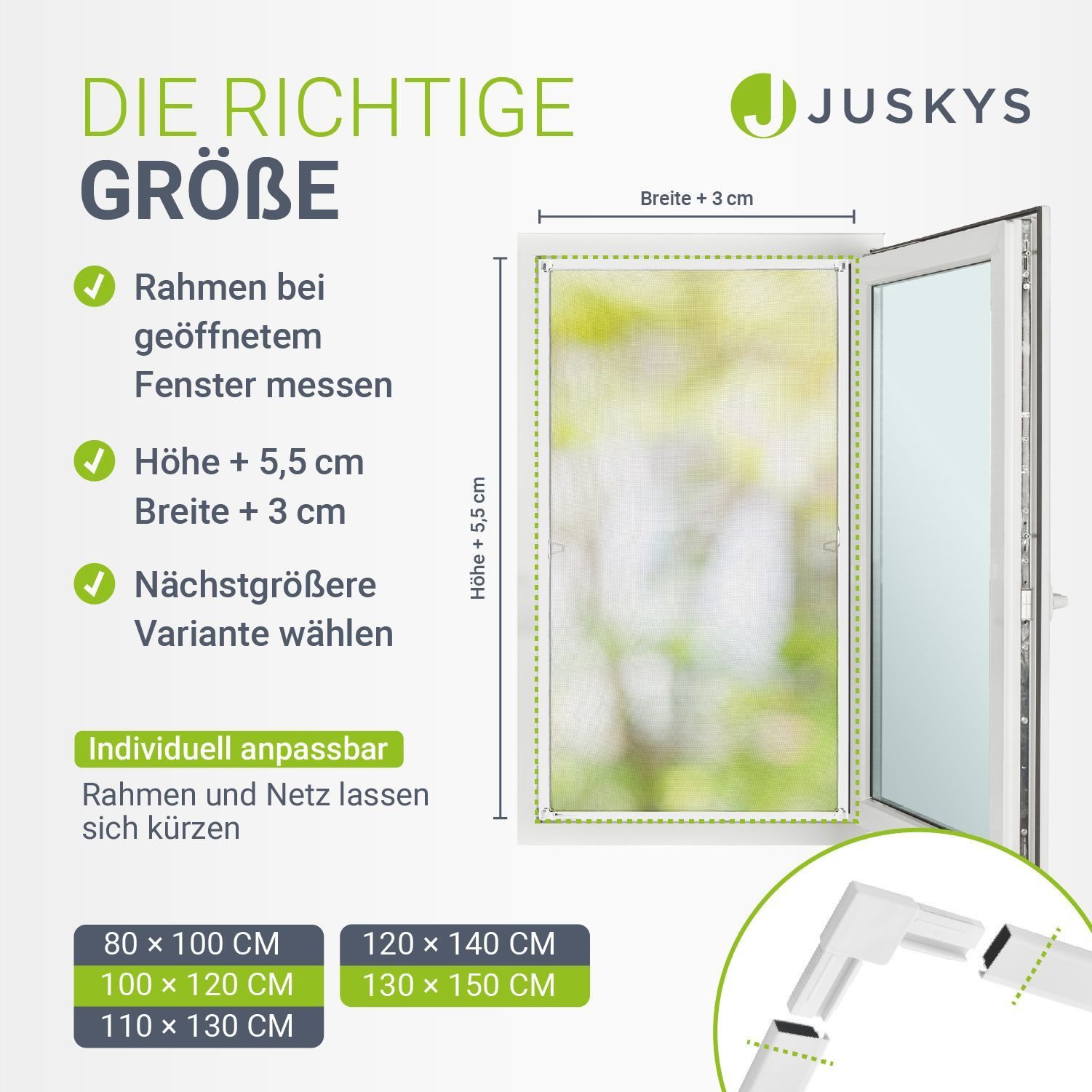Juskys Insektenschutz-Fensterrahmen Fliegenschutzgitter, individuell kürzbar, pflegeleicht – Bild 4 von 5