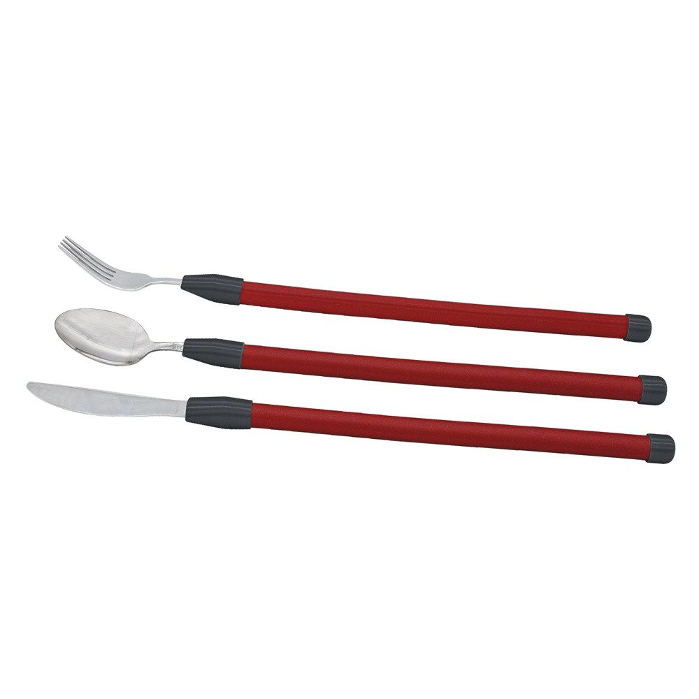 Ornamin Besteck-Set Edelstahl Besteck-Set mit biegsamen Griffen, Esshilfe l Selbstständig essen l Flexibler Griff l Alltagshilfe