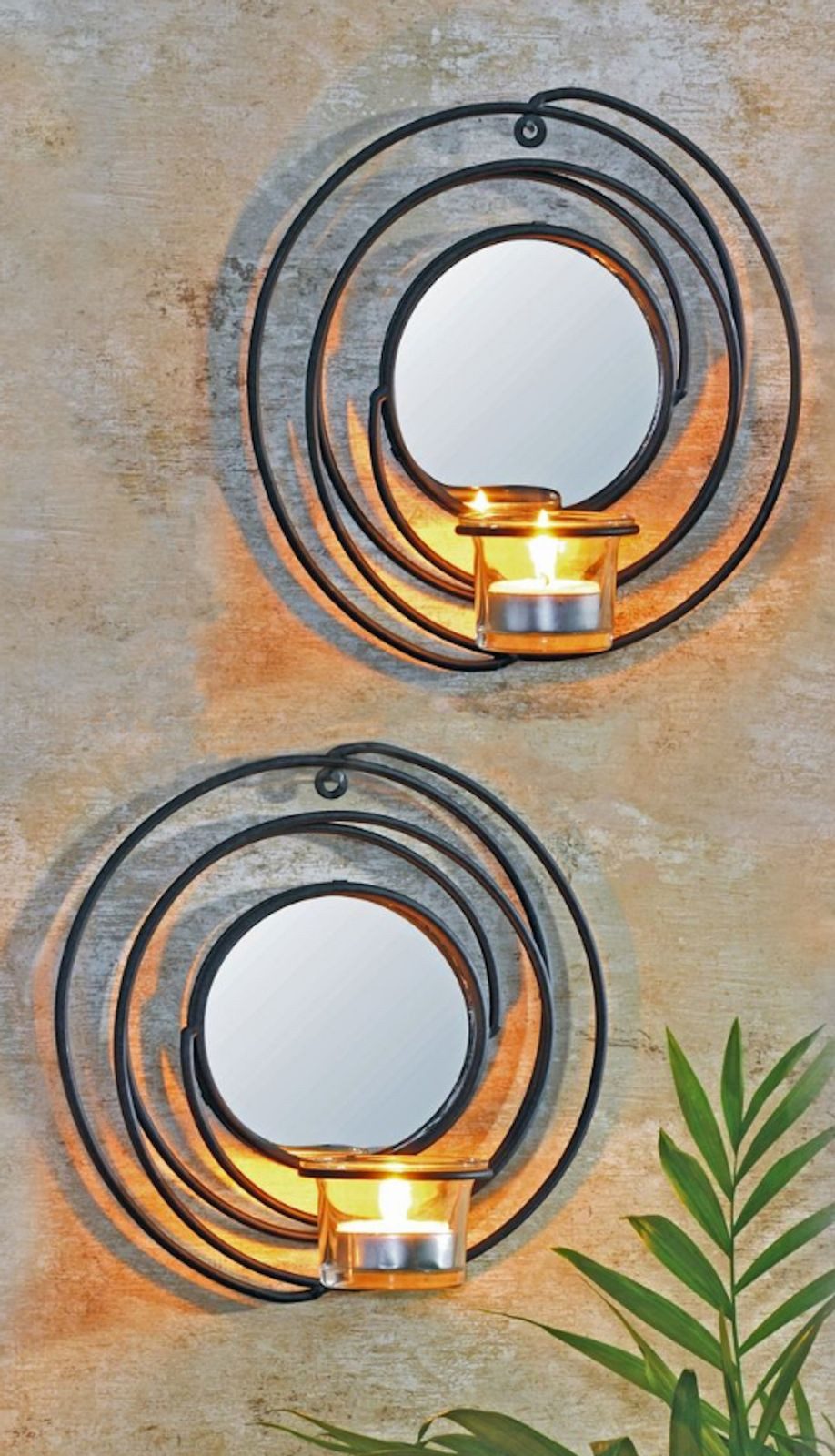 Gravidus Wandkerzenhalter 2er Wandkerzenhalter m. Spiegel Teelicht Kerzenhalter