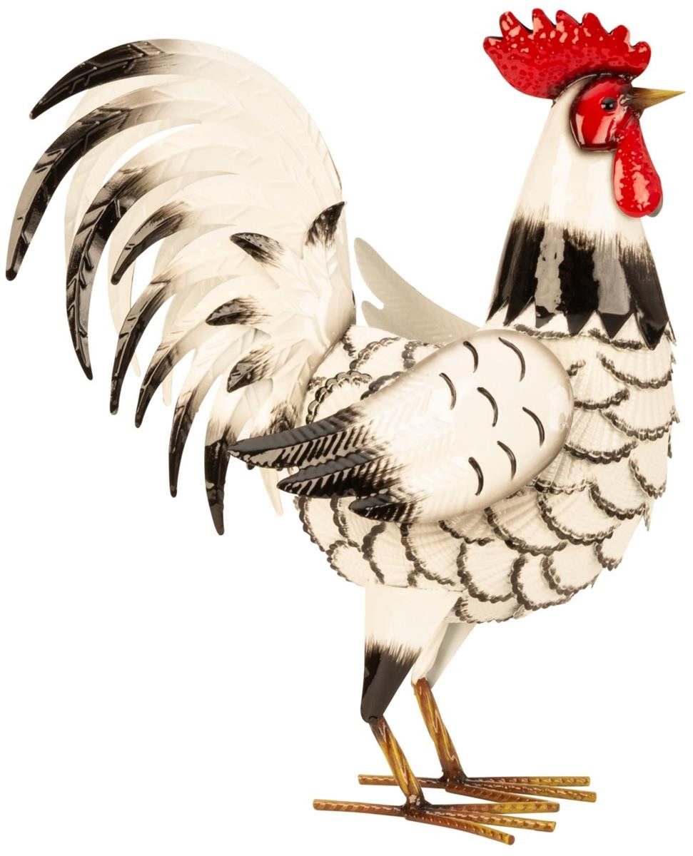 Geschenkestadl Tierfigur Hahn weiß XL Metallfigur 41cm Tierfigur Bauernhof günstig online kaufen