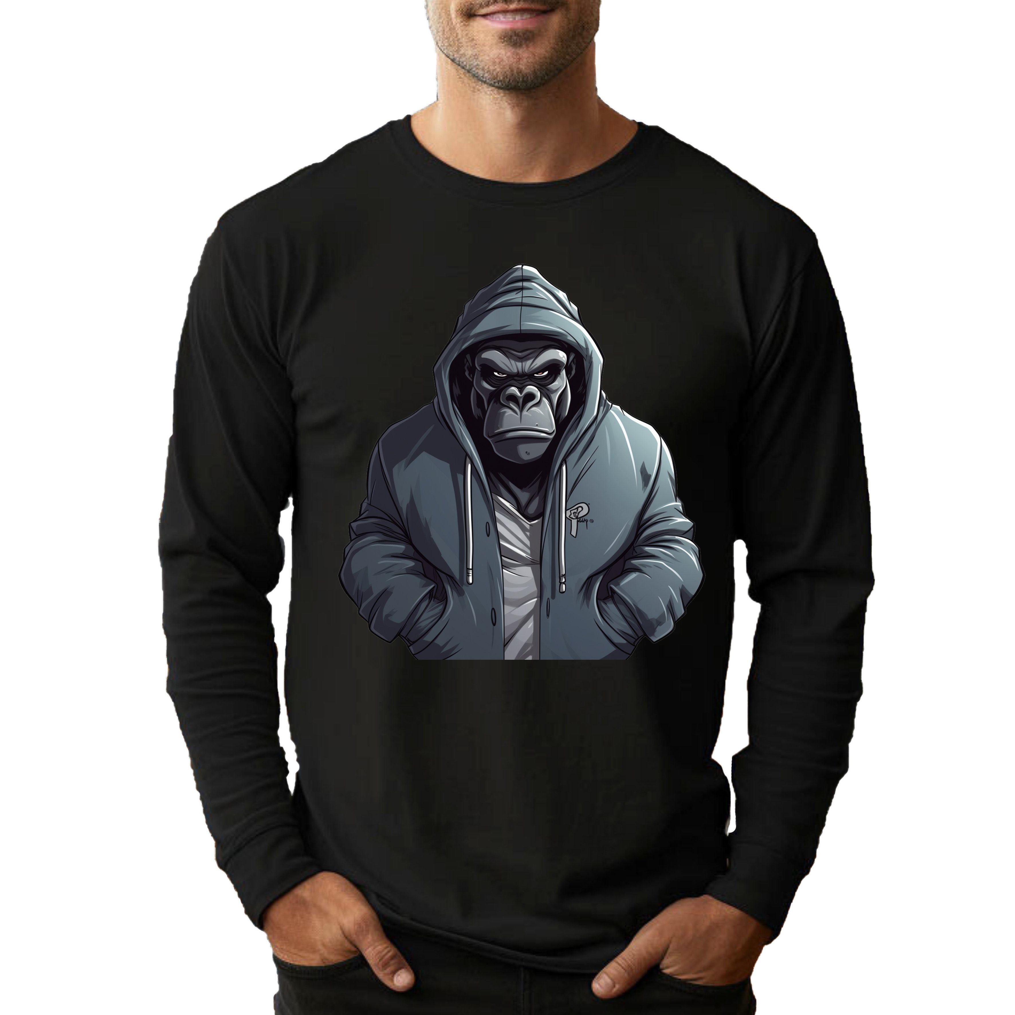 Banco Spitzenshirt Longsleeve Langarmshirt Rundhals mit hochwertigem Druck