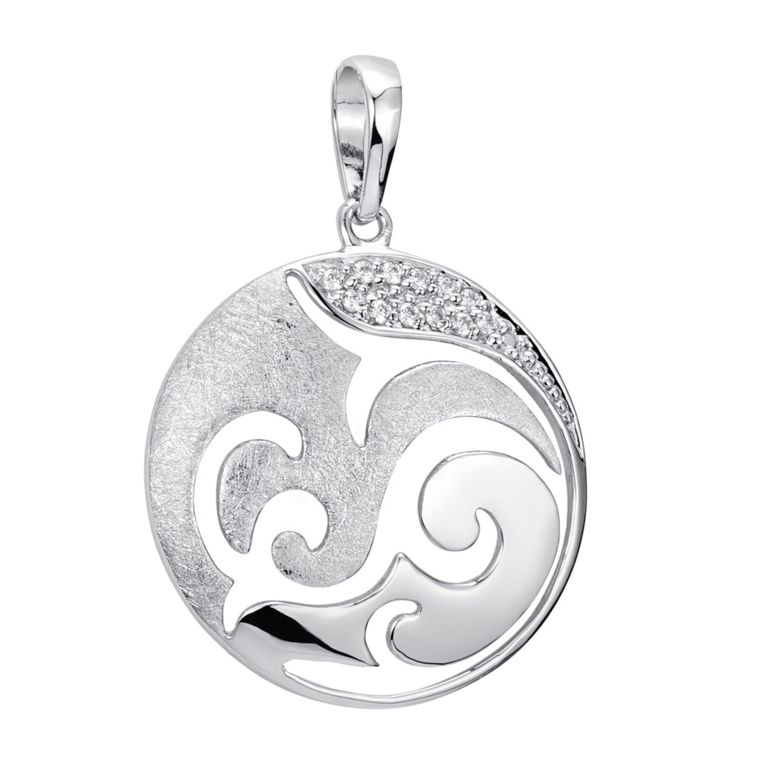 Runder Anhänger Damen Silber Ornament Anhänger Zirkonia Ø23mm KA-455