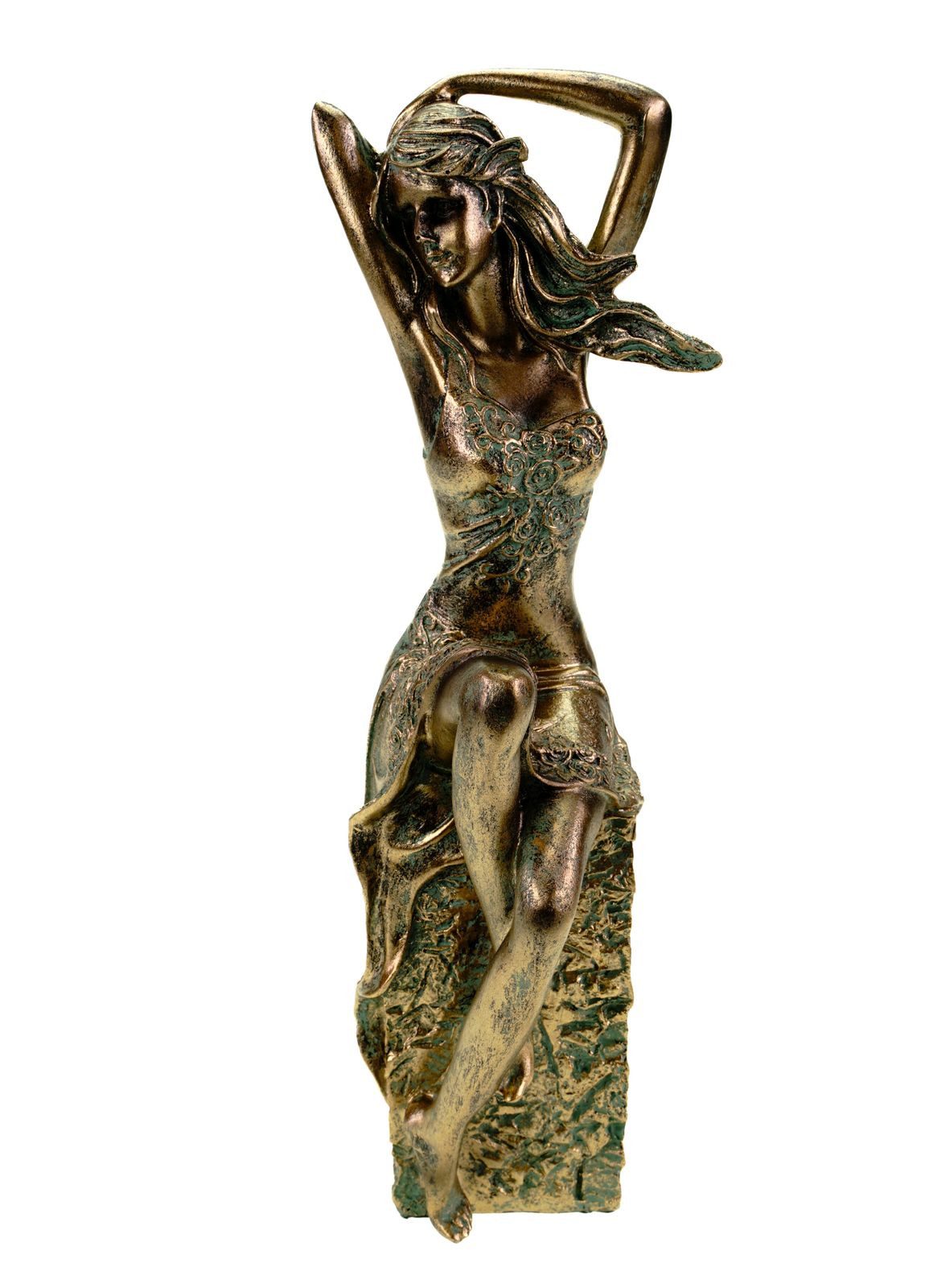 formano Dekofigur Elegante Dame sitzend 28 x 9 cm bronzefarbener Kunststein Frau