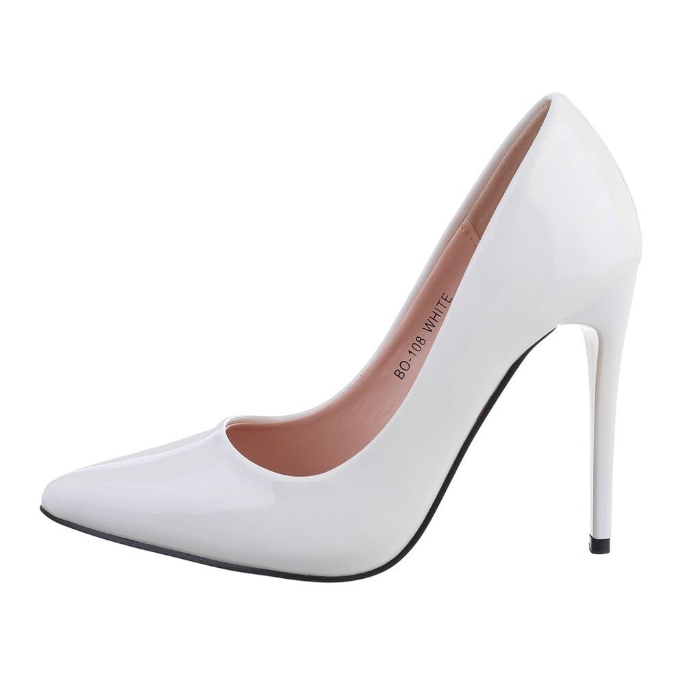 Ital-Design Damen Abendschuhe Elegant High-Heel-Pumps Pfennig-/Stilettoabsatz High Heel Pumps in Weiß