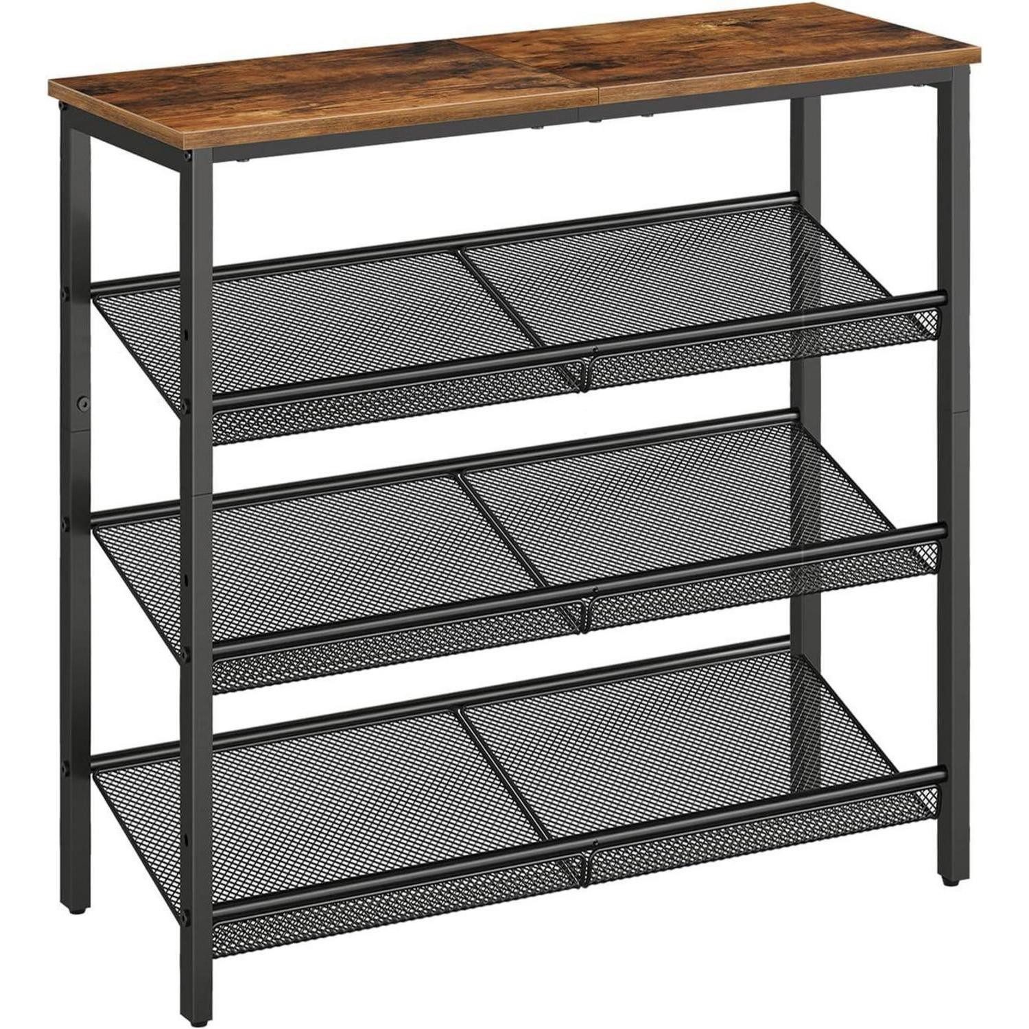 LuxusKollektion Schuhregal Schuhregal Schuhablage Dunkelbraun Schwarz 75 x 30 x 69 cm