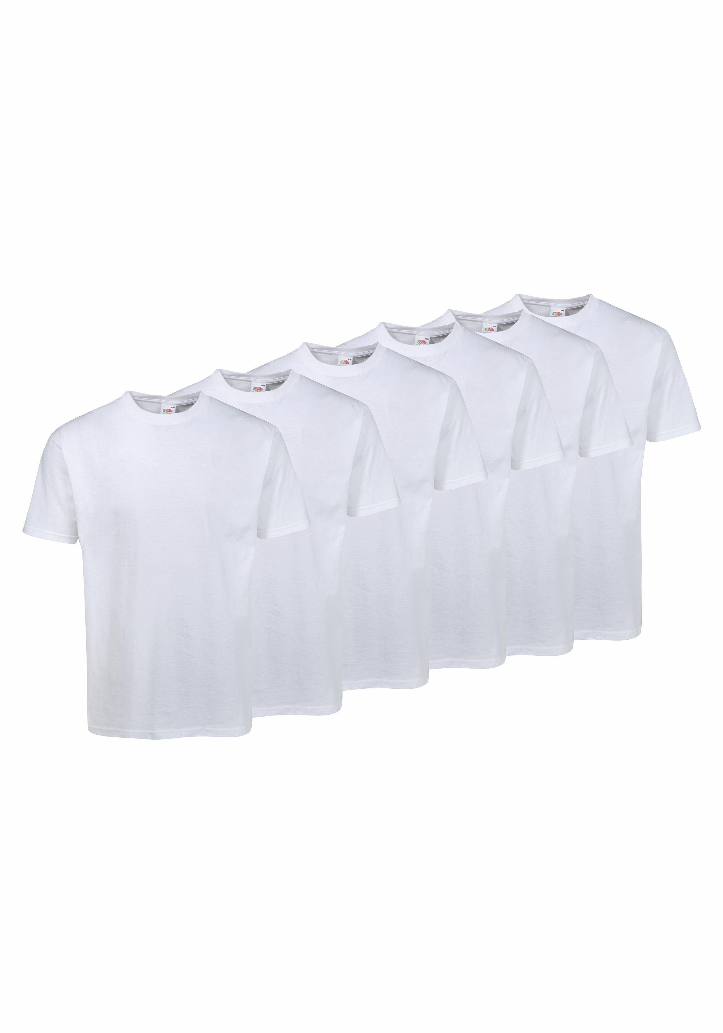 Fruit of the Loom T-Shirt, sechs Stück in unterschiedlicher Farbkomination (Packung, 6-tlg., 6er-Pack) mit Rundhalsausschnitt