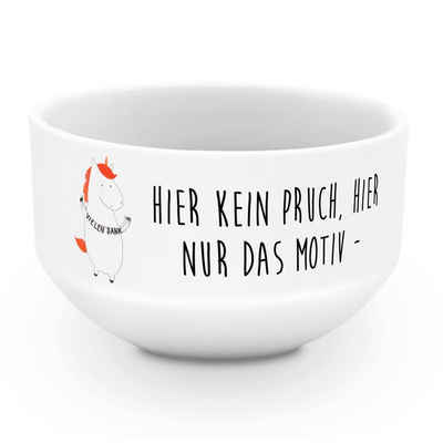 Mr. & Mrs. Panda Müslischale Einhorn Dankeschön - Weiß - Geschenk, Pegasus, Danksagung, Salatschüs, Keramik, (1-tlg), Einzigartiges Design