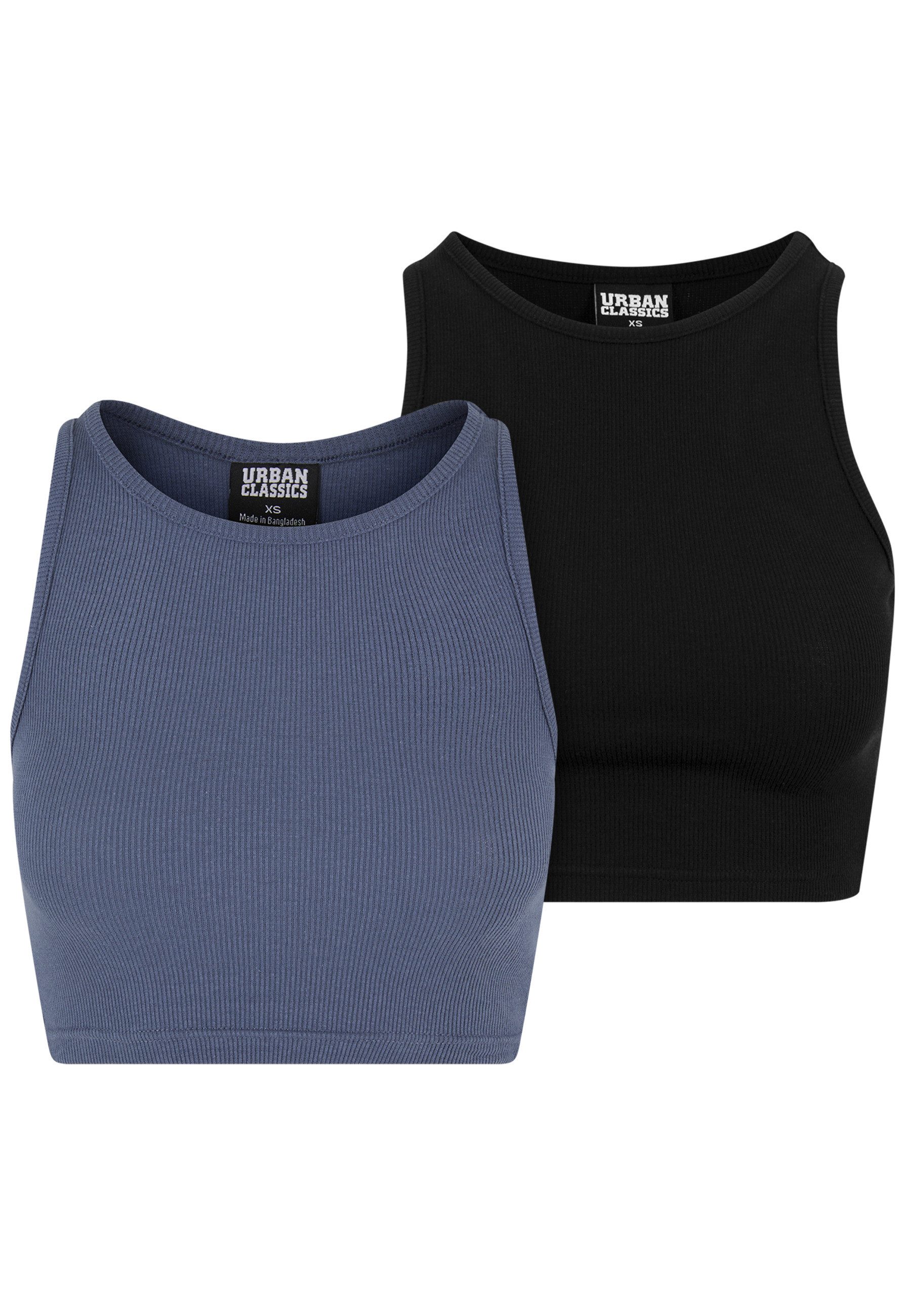 Muskelshirt Urban Classics Damen Ladies Cropped Rib Top 2-Pack