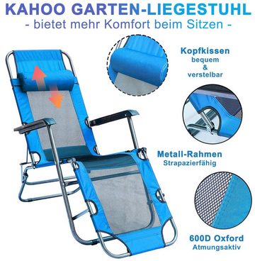 KAHOO Gartenliege Faltbare Sonnenliege, 62x18x97cm, bis 118kg, mit Kopfkissen