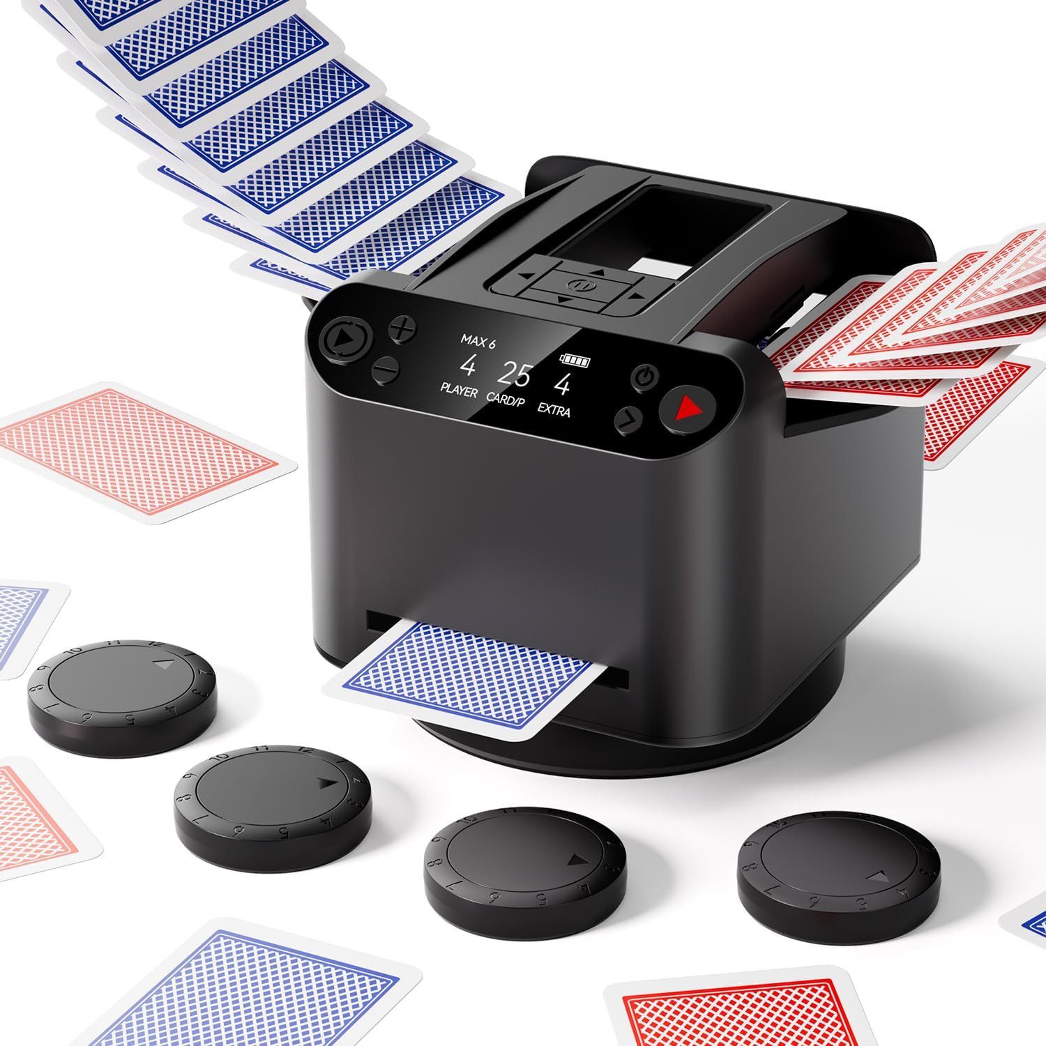 AKKEE Spiel Kartenmischmaschine Elektrische mit 5200 mAh Akku, Familienspiel, Gesellschaftsspiel