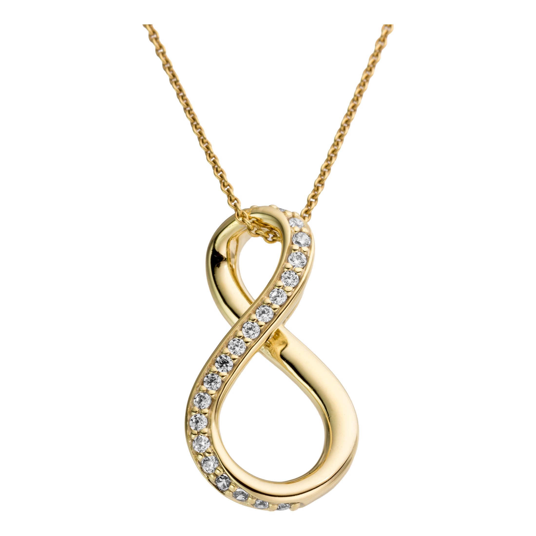 Firetti Kettenanhänger Schmuck Geschenk Gold 333 Halsschmuck Infinity Unendlichkeitsschleife, mit Brillanten