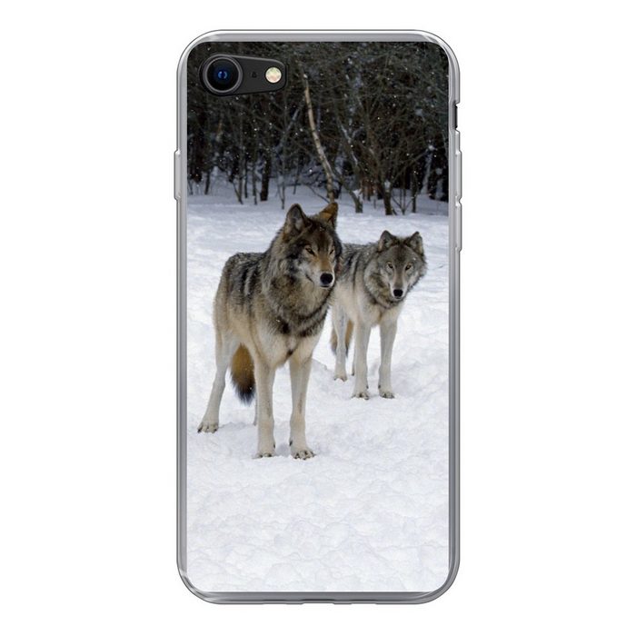 MuchoWow Handyhülle Wolf - Schnee - Kanada Handyhülle Apple iPhone 8 Smartphone-Bumper Print Handy Schutzhülle