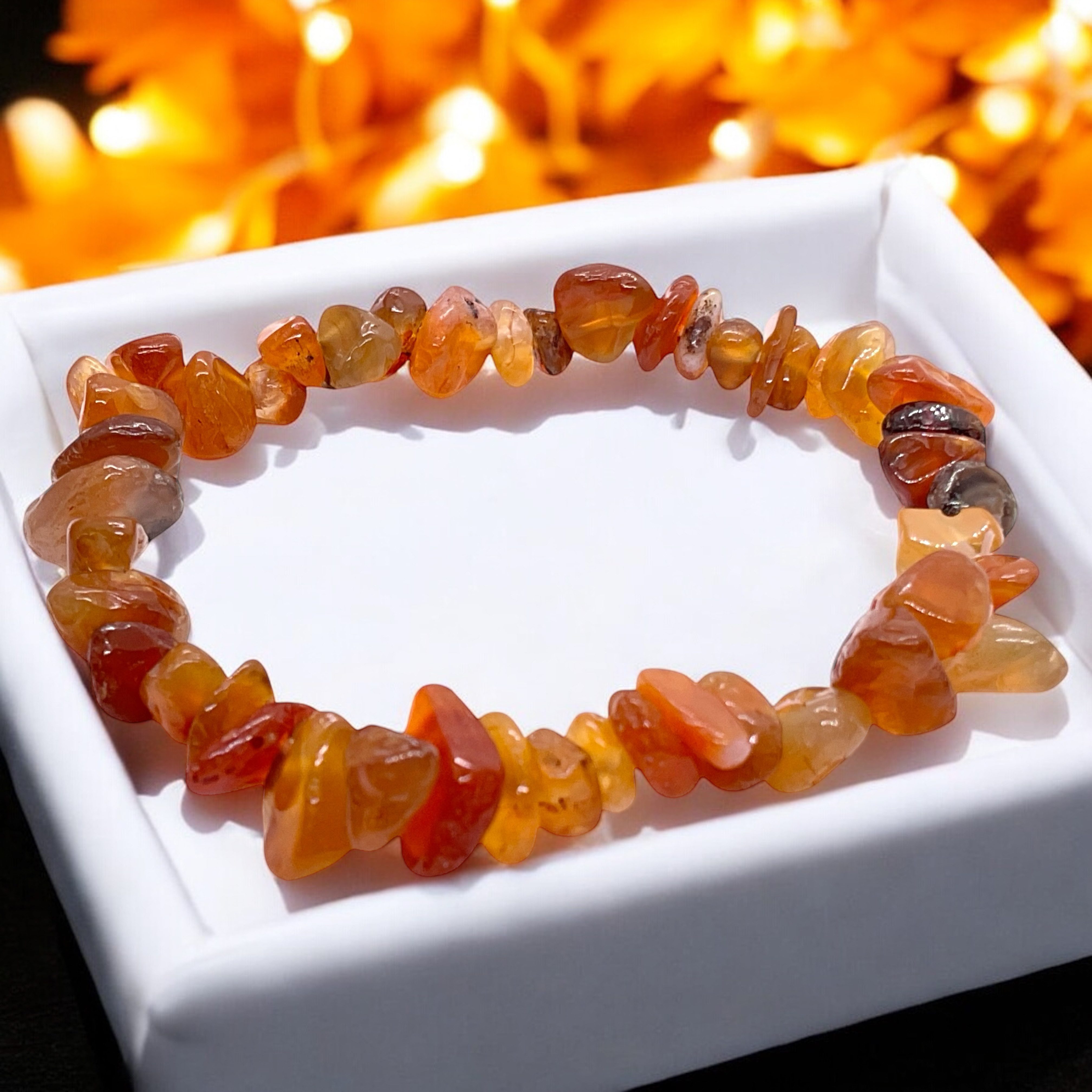 Steinfixx® Armband Carneol Splitterarmband - Brasilien - Der Mutmacherstein (Heilstein, 1-tlg., 18 cm Umfang), 100 % echt, Handarbeit