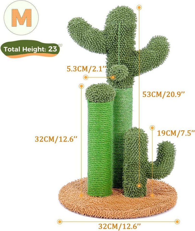Thumbnail - Purpurra Kratzbaum Kaktus Kratzbaum Kratzstamm, 53/69 /88cm, Plüsch, lebhaftes Design