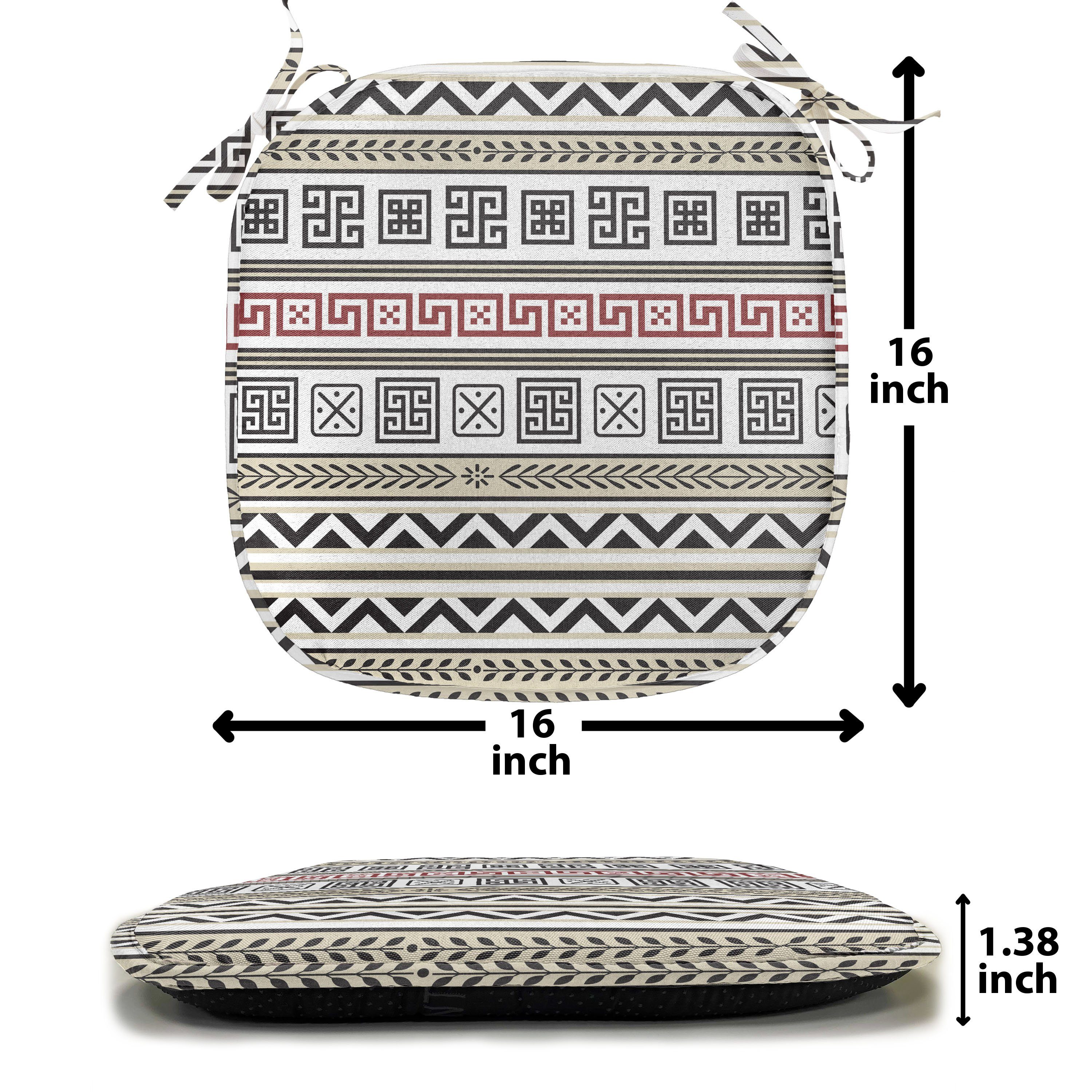 Ethnisch Stuhlkissen für Kissen mit Riemen Abakuhaus Muster Küchensitze, Geometrisches wasserfestes Dekoratives