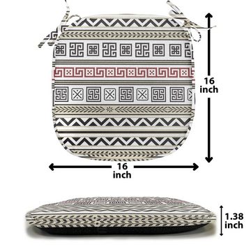 Abakuhaus Stuhlkissen Dekoratives wasserfestes Kissen mit Riemen für Küchensitze, Ethnisch Geometrisches Muster
