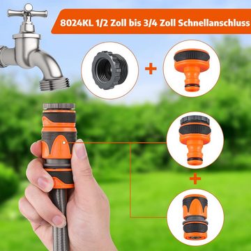 TLGREEN Gartenschlauch Verbindungsstück Kit,12 Stück Schlauchverbinder, Schlauchanschluss inkl.1/2” auf 3/4” Adapter,Wasserhahn Anschluss G1, (12 St), Schnellkupplung 1/2”,Doppelstecker,Y-Verteiler und Wasserdüse