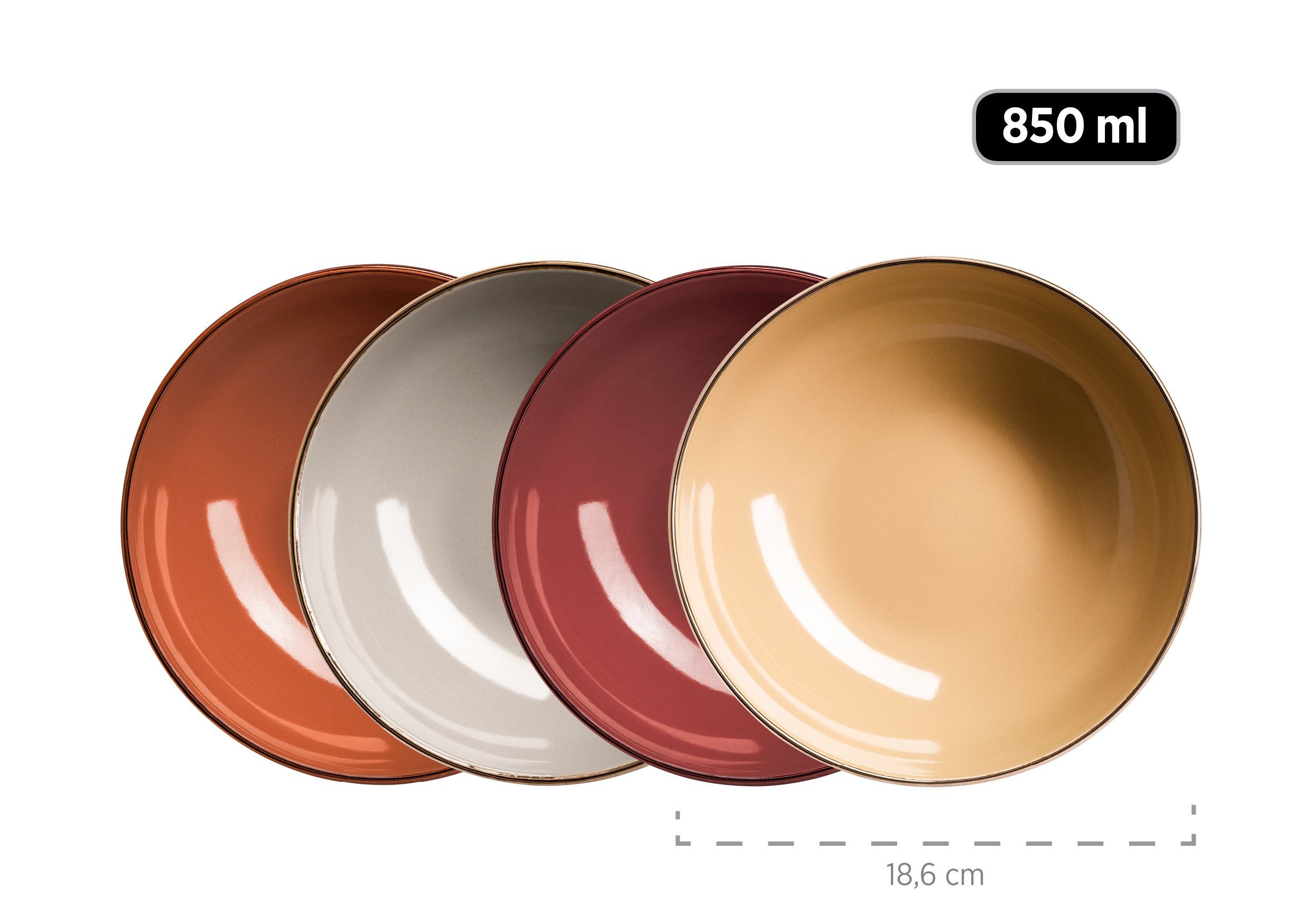 MÄSER Kombiservice METALLIC RIM (16-tlg), 4 Personen, Steinzeug