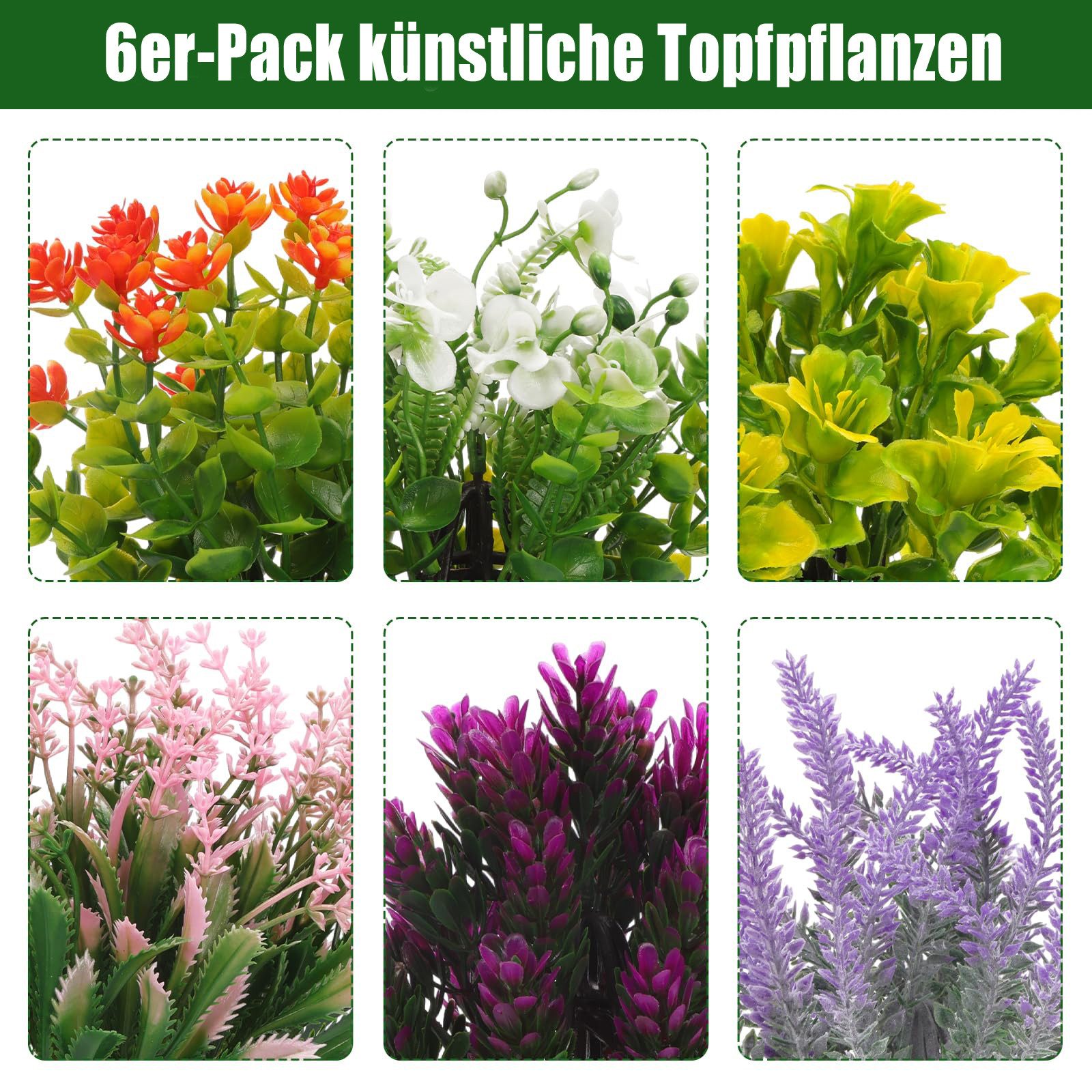 Künstliche Zimmerpflanze 6-teiliges Set künstlicher Blumentöpfe, Mini- Kunstpflanzen mit Topf, Coonoor, Tischdekoration Künstliche Zimmerpflanze für Zuhause/Bür – Bild 3 von 5