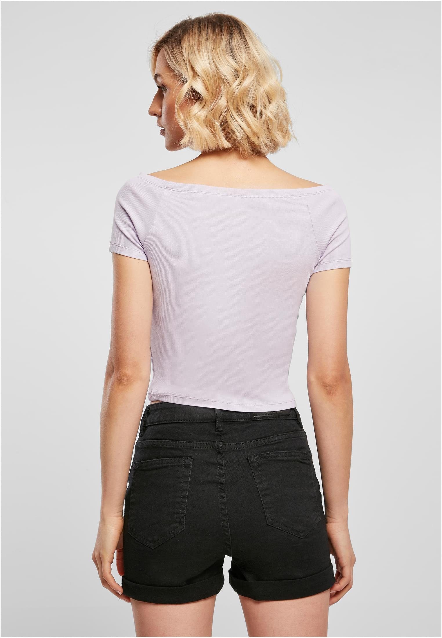 Shoulder (1-tlg) Ladies Off Tee Rib lilac URBAN Damen T-Shirt CLASSICS