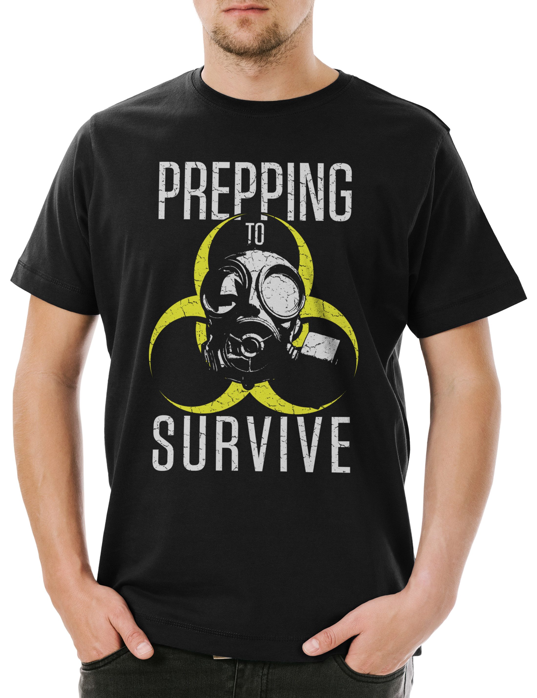 Print-Shirt Prepping To Survive Herren T-Shirt Prepper Survival Apokalypse Logo