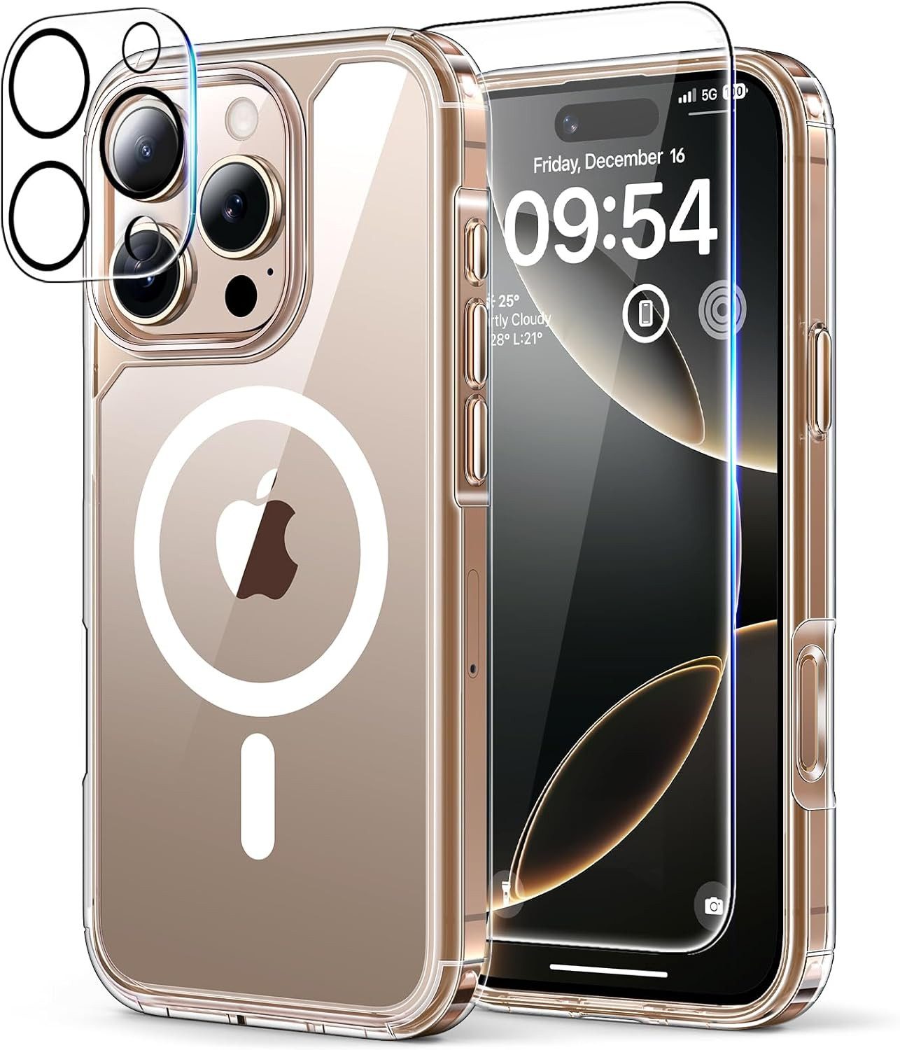 MSM Handyhülle 3in1 Hülle + Schutzglas für iPhone 16 Pro / 16 Pro Max MagSafe Linse