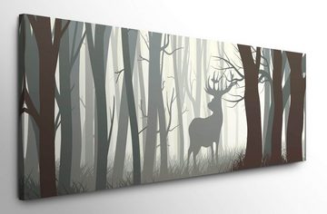 möbel-direkt.de Leinwandbild Bilder XXL Hirsch im Wald Wandbild auf Leinwand