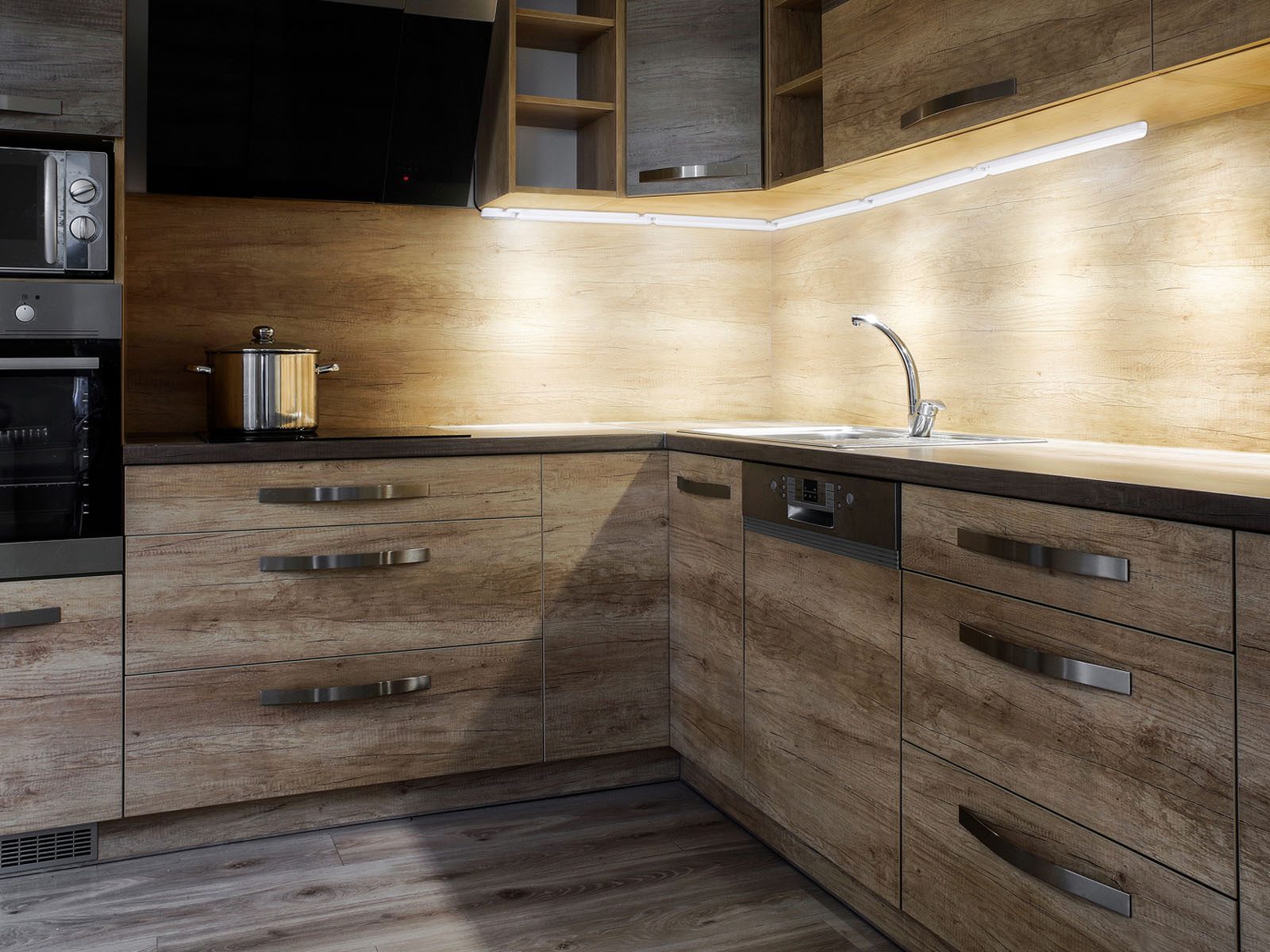 REV LED Unterbauleuchte, Dimmfunktion, LED fest integriert, Tageslichtweiß, Warmweiß, Unterbau-Leisten Küchenbeleuchtung Tageslicht, Unterbaulichter 90cm