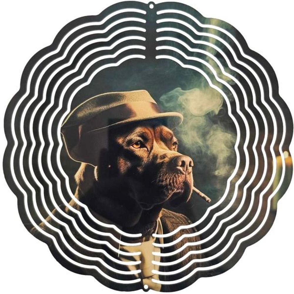 Ladreas Windspiel Edelstahl 3D Windspiel Windspinner 20cm Hund Raucht WI308