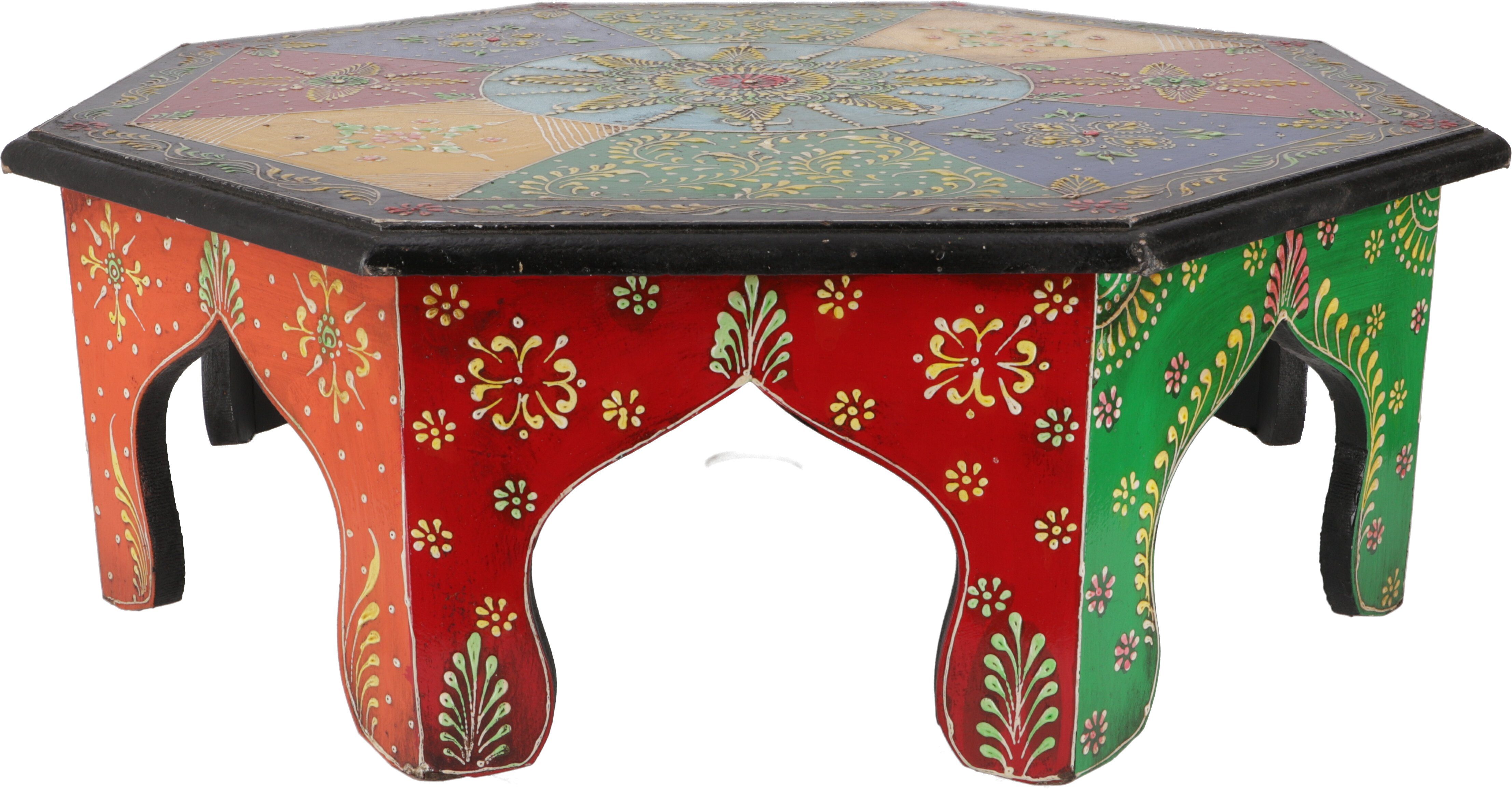 Guru-Shop Couchtisch Bemalter kleiner Tisch, Minitisch, Blumenbank -.. Ø 46cm