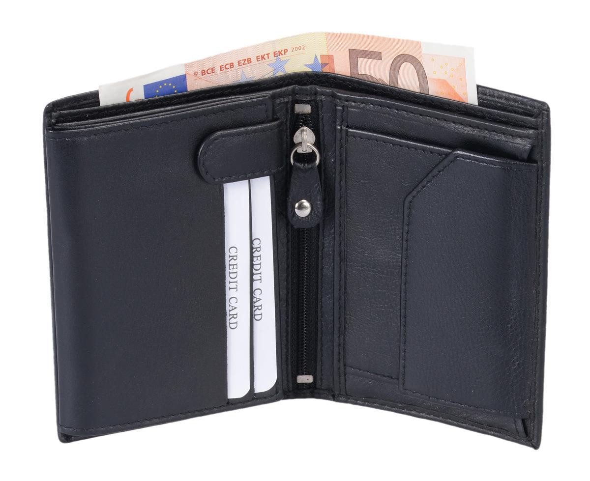 Geldbörse Geldbörse Brieftasche schwarz aus Leder mit geteiltem Scheinfac