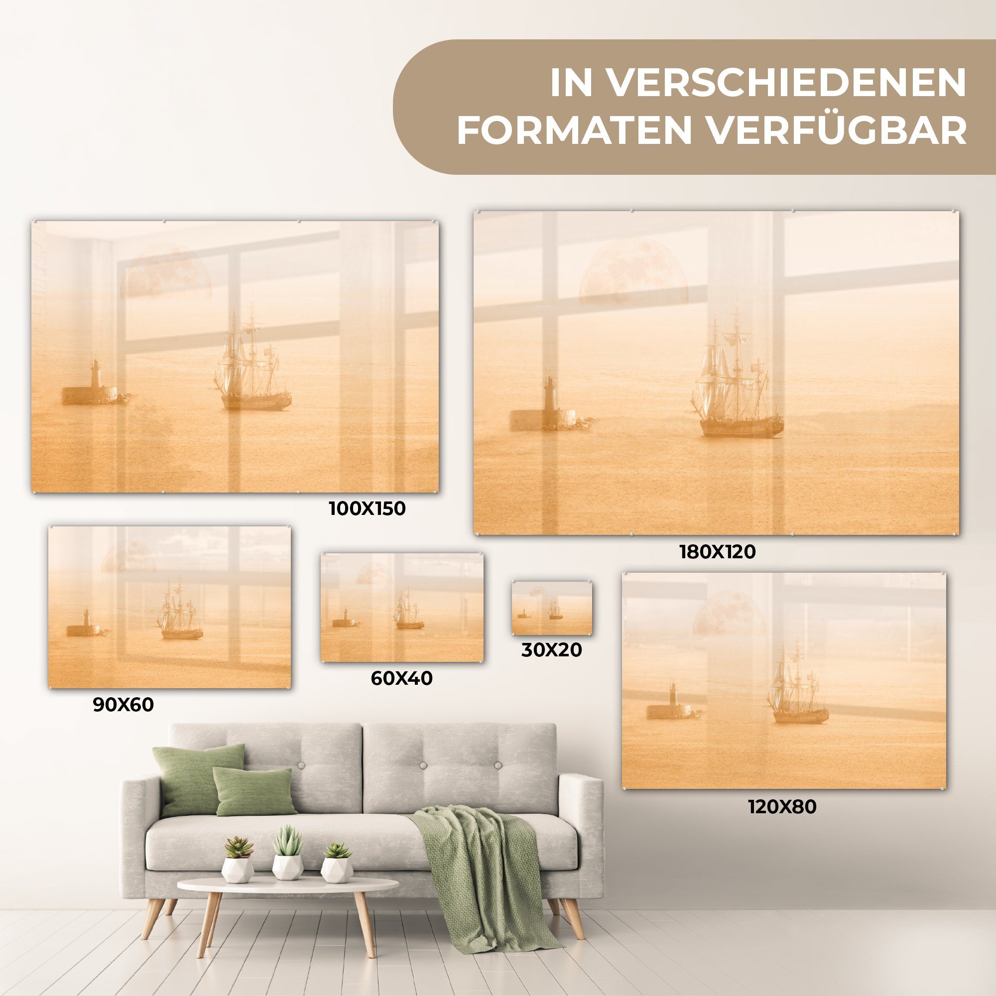 MuchoWow Acrylglasbild St), & Galeone Wohnzimmer im Acrylglasbilder Schlafzimmer Nebel, (1