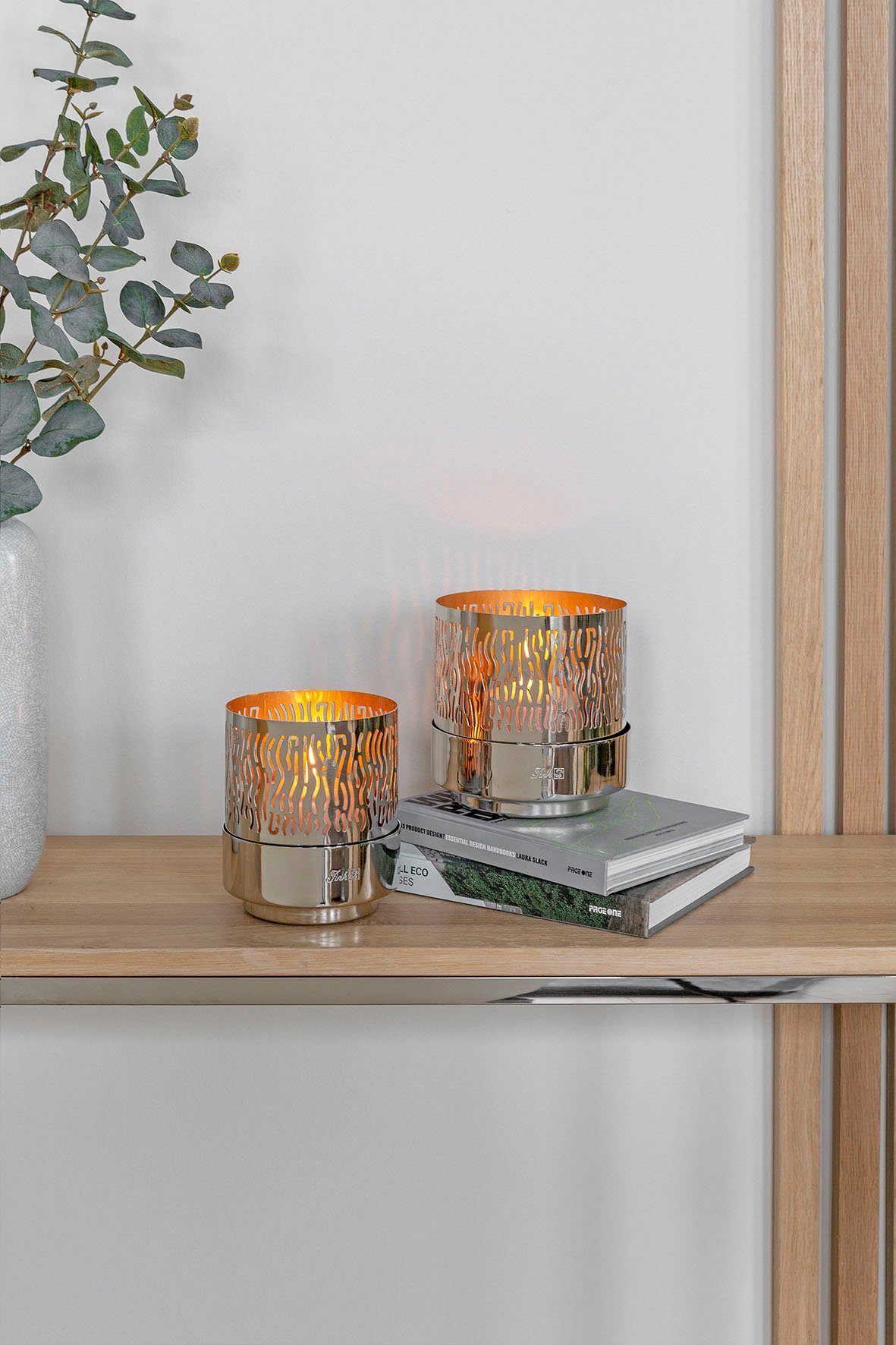 Fink Windlicht MARIAN (1 St), Kerzenhalter aus Eisen, mit wellenförmigen Cut-Outs