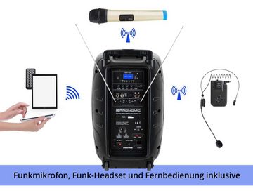 Pronomic MOVE 12MA-A Akku-Aktivbox - Mobile Soundanalage mit 12"-Woofer Lautsprecher (Bluetooth-Schnittstelle, 30 W, Stereo TWS Funktion inkl. Funkmikrofone & Headsets)
