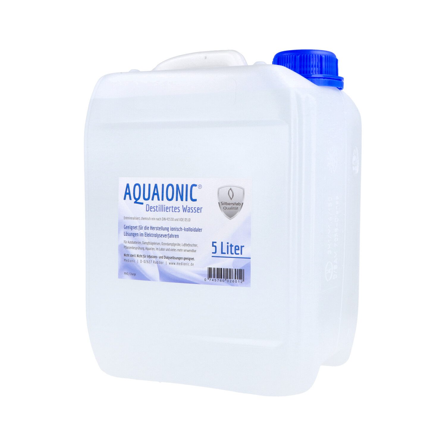 aquaionic Дистиллированная вода aquaionic destilliertes Wasser, 5 Liter, Leitfähigkeit ca. 2 µS/cm bei Abfüllung