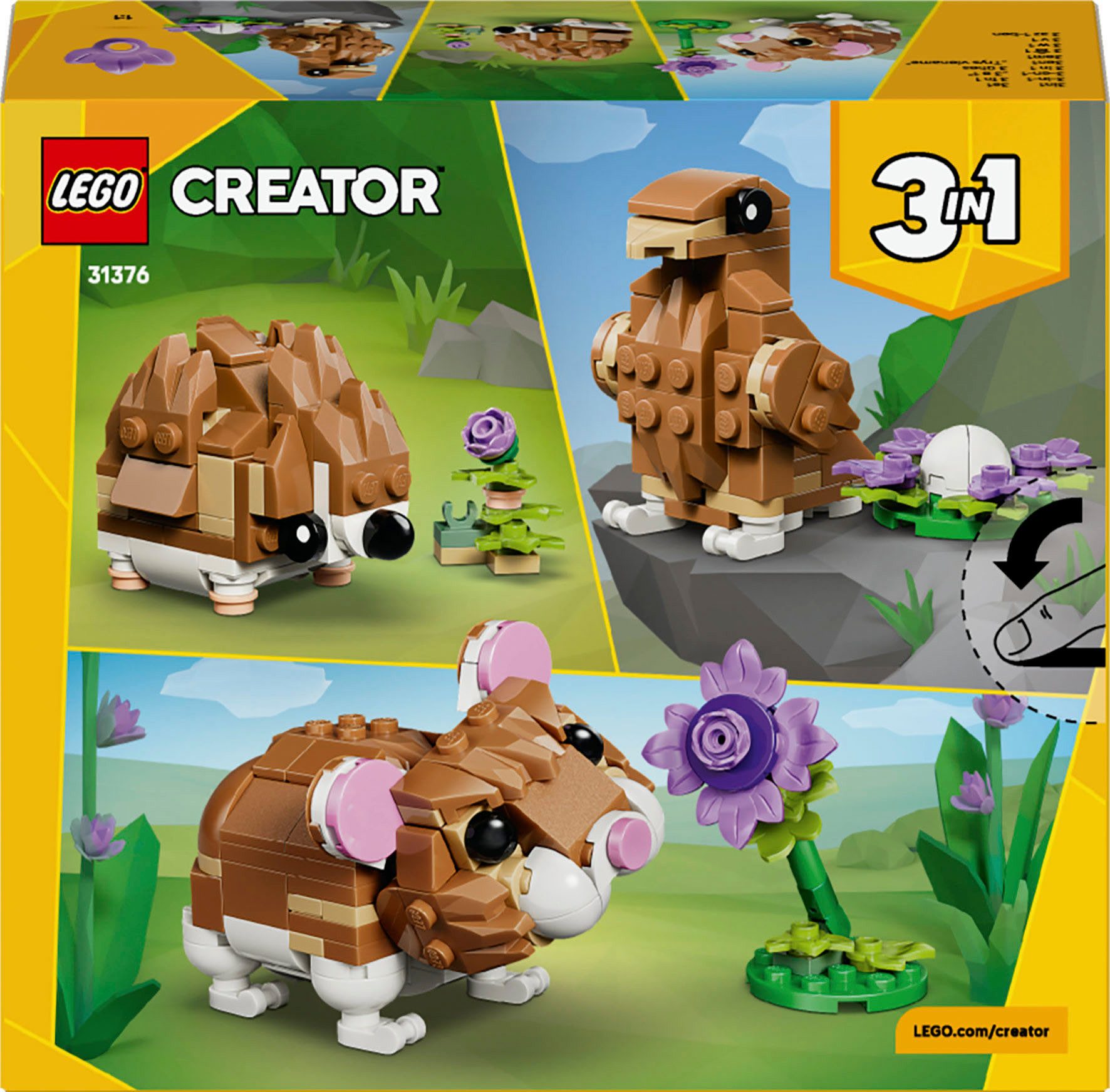 LEGO® Niedlicher Hamster mit Blume (31376), LEGO Creator Konstruktionsspielsteine, (166 St), Made in Europe